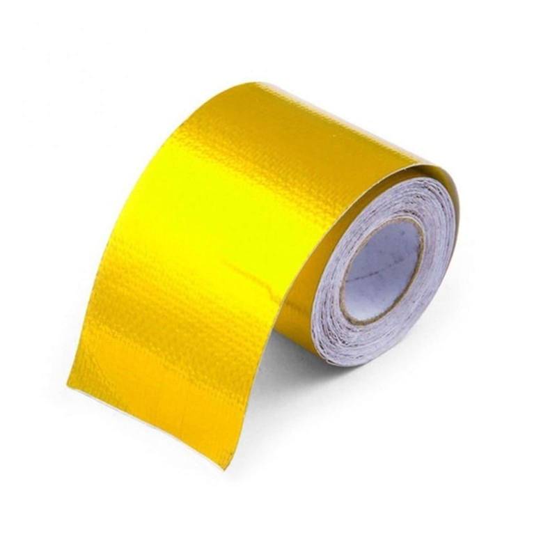 Hitzeschutzband 2 stücke Auspuffrohr Aluminiumfolie Hohe Temperatur Wrap Band Reflektierende Hitzeschild(Gold) von YZWHKJ