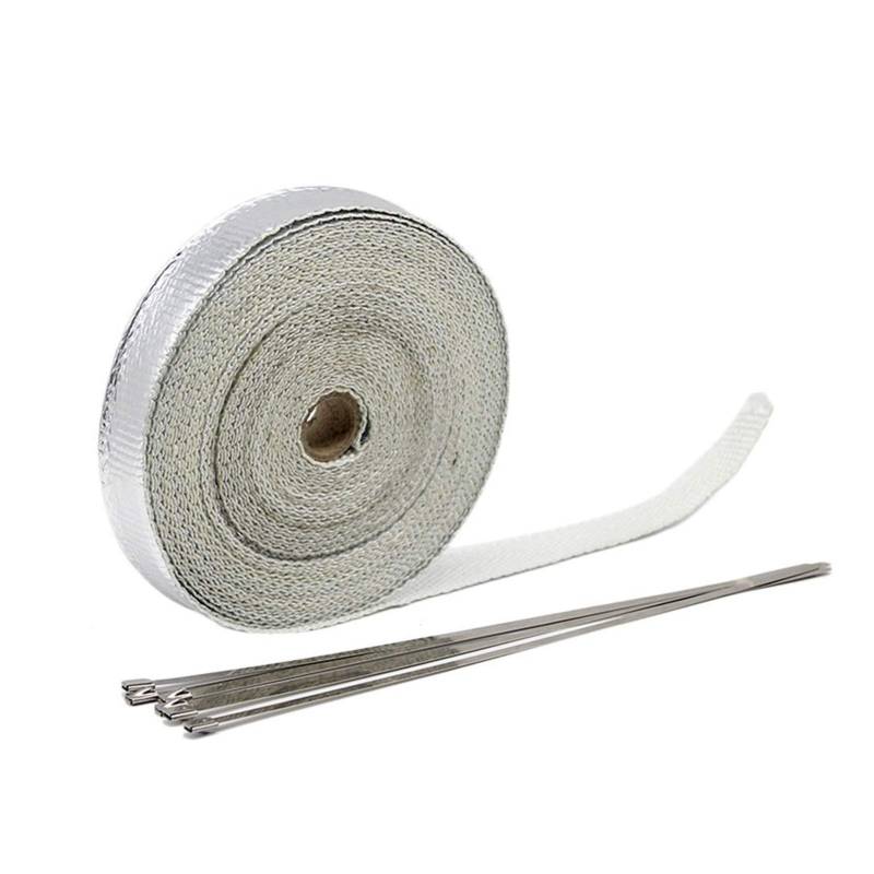 Hitzeschutzband 5/10 / 15m Auto Moto Wärmeschild Wrap Turbo Auspuff Wärmeband Wrap Pipe Wrap Shields Verteiler Header Isolationstuch Rolle(15m silver) von YZWHKJ