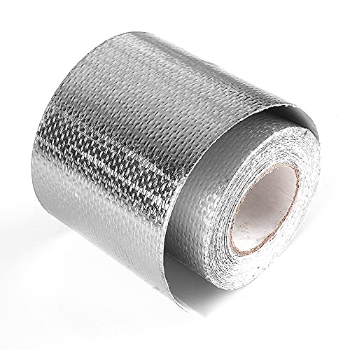 Hitzeschutzband 5/10m 2 '' Gold Thermisches Auspuffband Lufteinlass Wärmedämmung Schild Wrap Reflektierende Wärmesperre Selbstkleber(5Meter Silver) von YZWHKJ