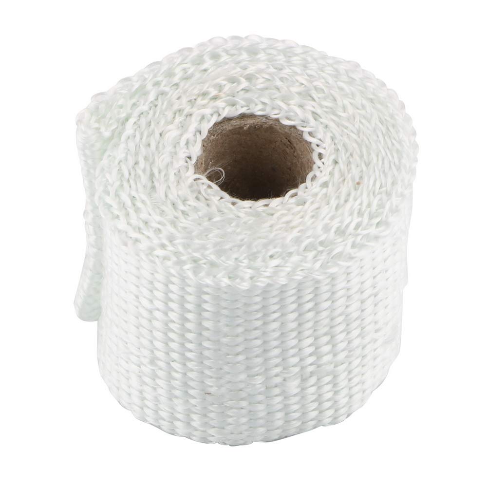 Hitzeschutzband 50mm x 1,5m Isolationsband Motorrad Zubehör Auspuffkopf-Rohrband Wärme Isoliermütze Anti-Heiß-Glasfaser(White) von YZWHKJ