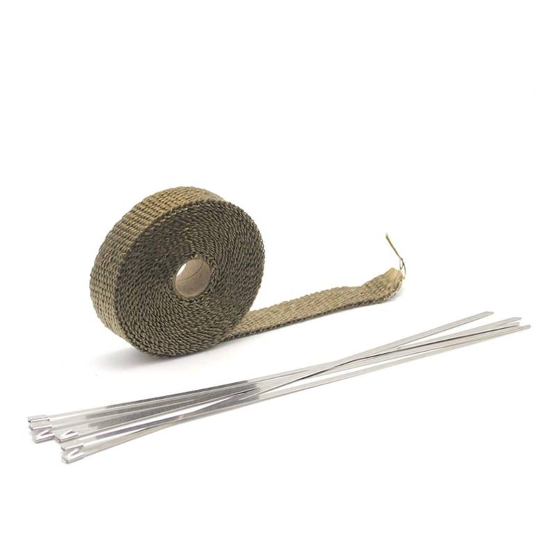 Hitzeschutzband 5m / 10m / 15m Fiberglas Auspuffschutz Rohr Wärmekopf Isolierband Turbo Wrapp Isolier-Wickelband-Tuch(25mm 5M Titanium) von YZWHKJ