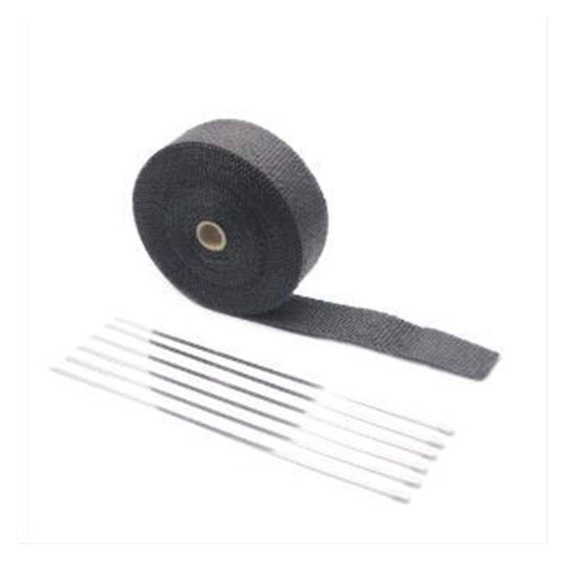 Hitzeschutzband 5m / 10m / 15m Fiberglas Auspuffschutz Rohr Wärmekopf Isolierband Turbo Wrapp Isolier-Wickelband-Tuch(50mm 10M Black) von YZWHKJ