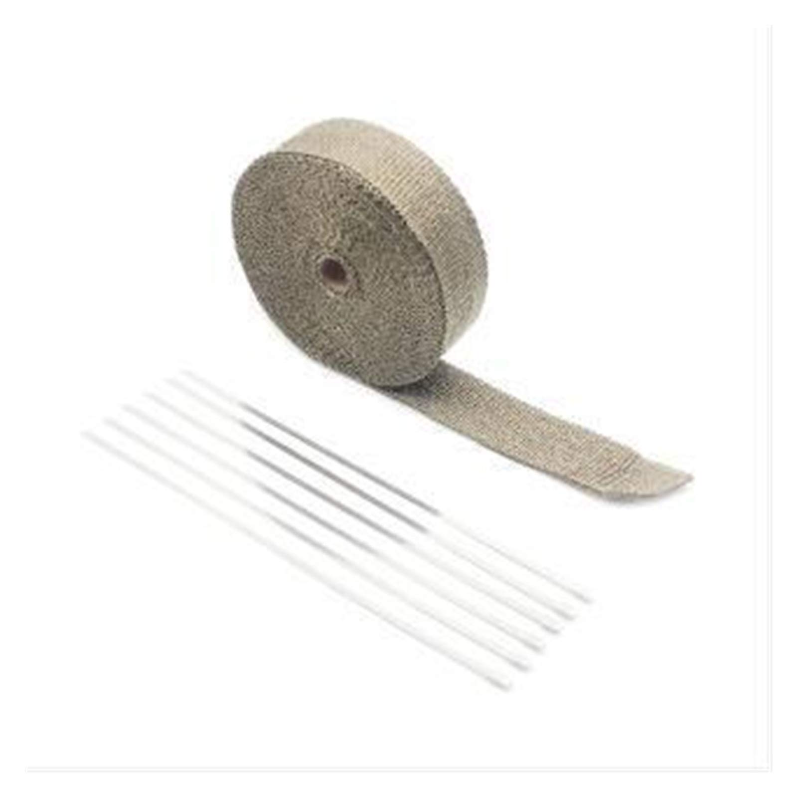 Hitzeschutzband 5m / 10m / 15m Fiberglas Auspuffschutz Rohr Wärmekopf Isolierband Turbo Wrapp Isolier-Wickelband-Tuch(50mm 10M Titanium) von YZWHKJ