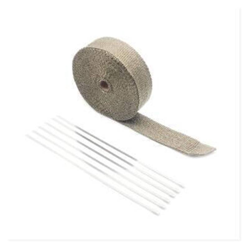 Hitzeschutzband 5m / 10m / 15m Fiberglas Auspuffschutz Rohr Wärmekopf Isolierband Turbo Wrapp Isolier-Wickelband-Tuch(50mm 15M Titanium) von YZWHKJ