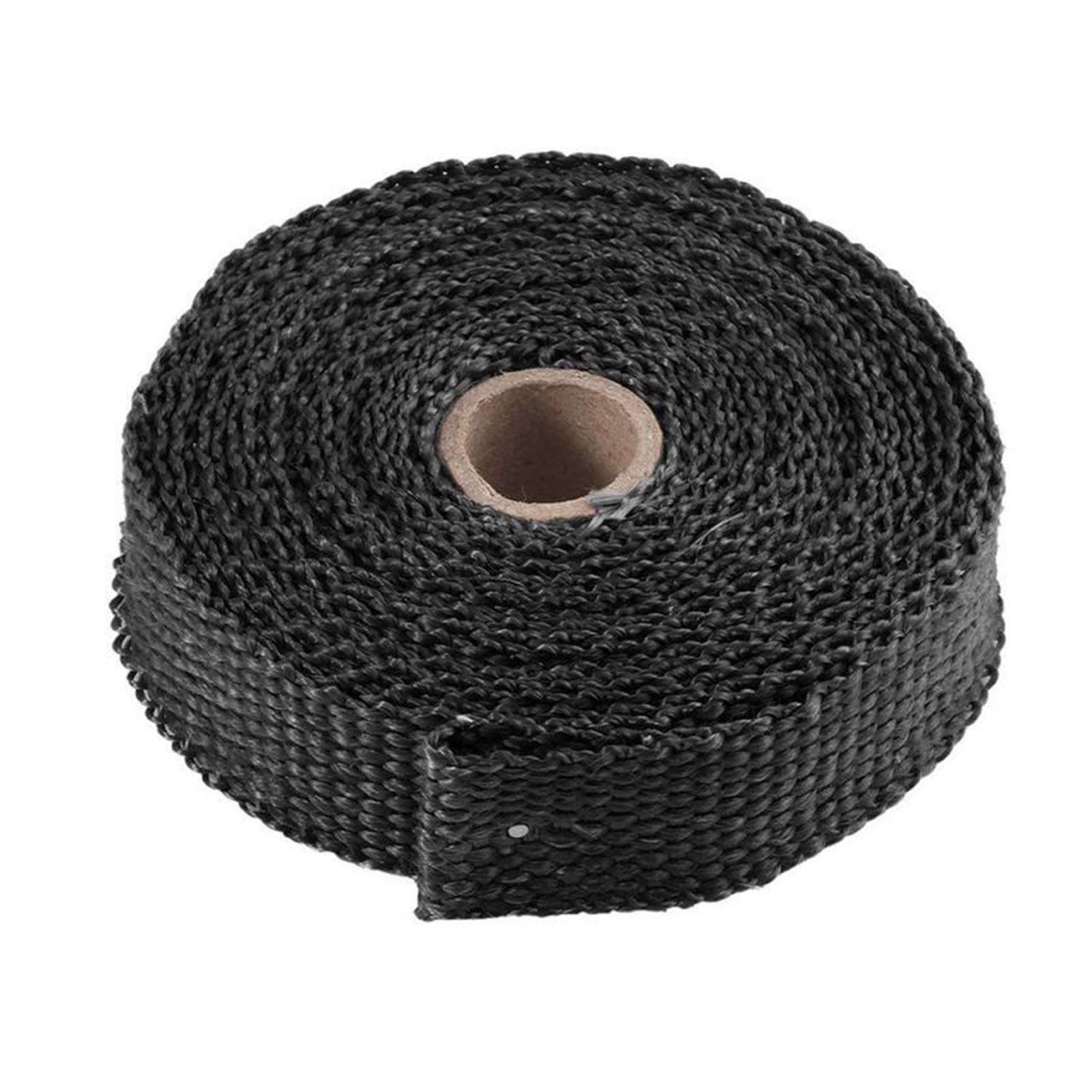 Hitzeschutzband 5m Auspuff-Rohrtuch Glasfaserband Auto Auspuffrohr Wrap Isolation Baumwolltuch Dämmung Wärmegewickelte Band(Black) von YZWHKJ