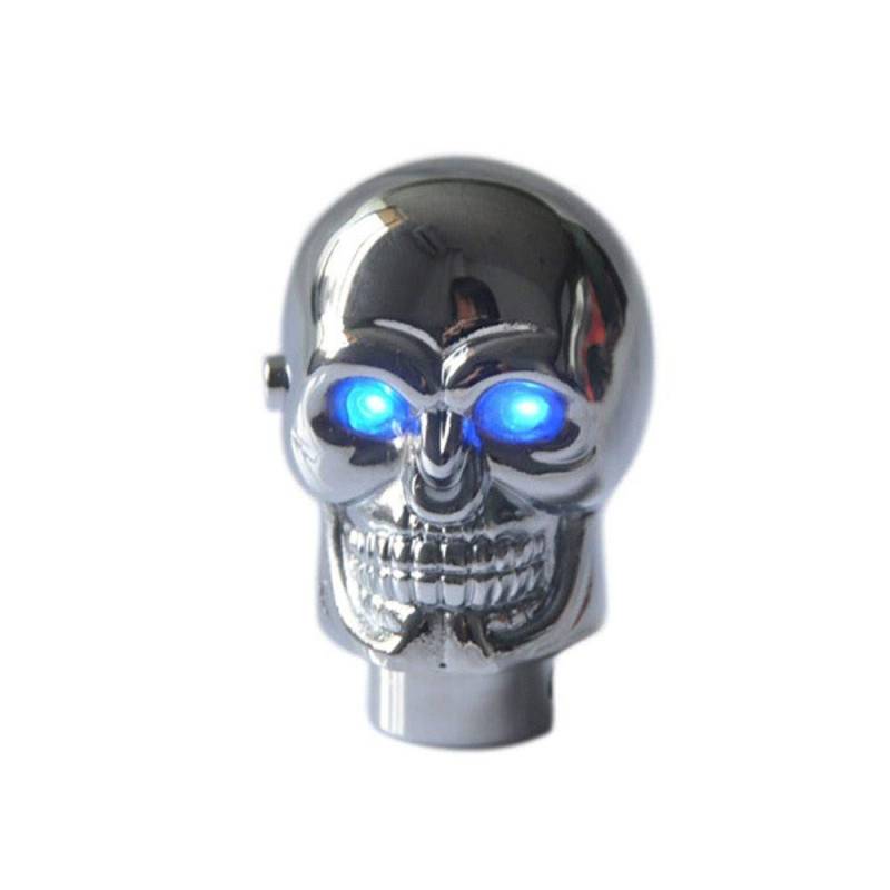 YZYP Schaltknauf totenkopf Skull Shape Universal Manuell Auto Schaltknauf Schaltkopf mit Led light für Schaltgetriebe (Blaue LED) von YZYP