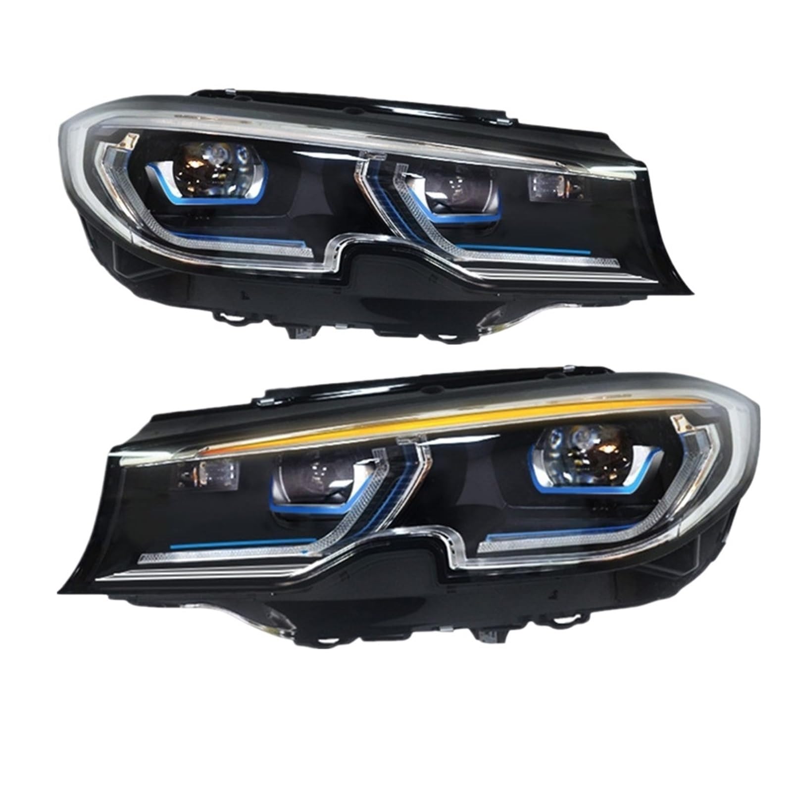 2pc Auto Neue Led-scheinwerfer Kompatibel for BMW G20 3 Serie G28 2019 2020 2021 Zubehör Vorne Hilfs DRL Blinker Licht Montage(With Blue L-ed) von YaLiYa