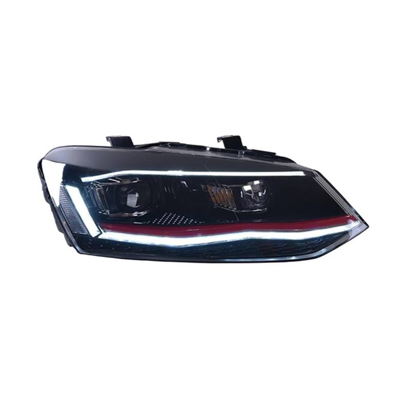 Auto Styling Kompatibel for VW Polo Kopf Licht 2011-2018 Polo Scheinwerfer DRL Blinker Fernlicht Projektor objektiv(Red line) von YaLiYa