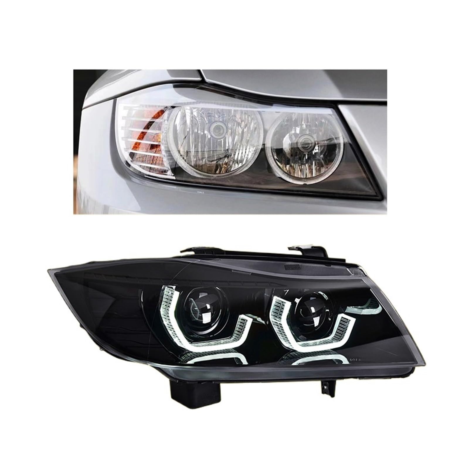 Auto Styling Kopf Lampe Kompatibel for BMW E90 Scheinwerfer 2005-2012 320i 318i 323i 325i E90 LED Scheinwerfer projektor Automotive Zubehör(LED-02) von YaLiYa