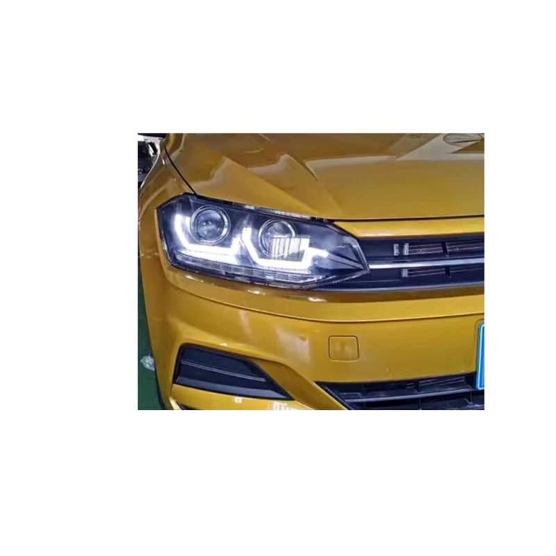 Auto Zubehör Kompatibel for VW Polo Scheinwerfer 2019-2020 Kopf Licht DRL Blinker Fernlicht Angel Eye projektor Objektiv von YaLiYa