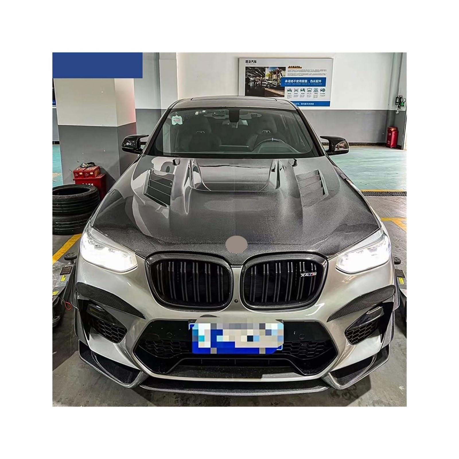 Kompatibel mit BMW F97 X3M F98 X4M, geschmiedeter trockener Carbonfaser-Frontmotorhauben-Motorhaubenabdeckung, Karosserie-Kit 2019+(Carbon Fiber Pattern) von YaLiYa