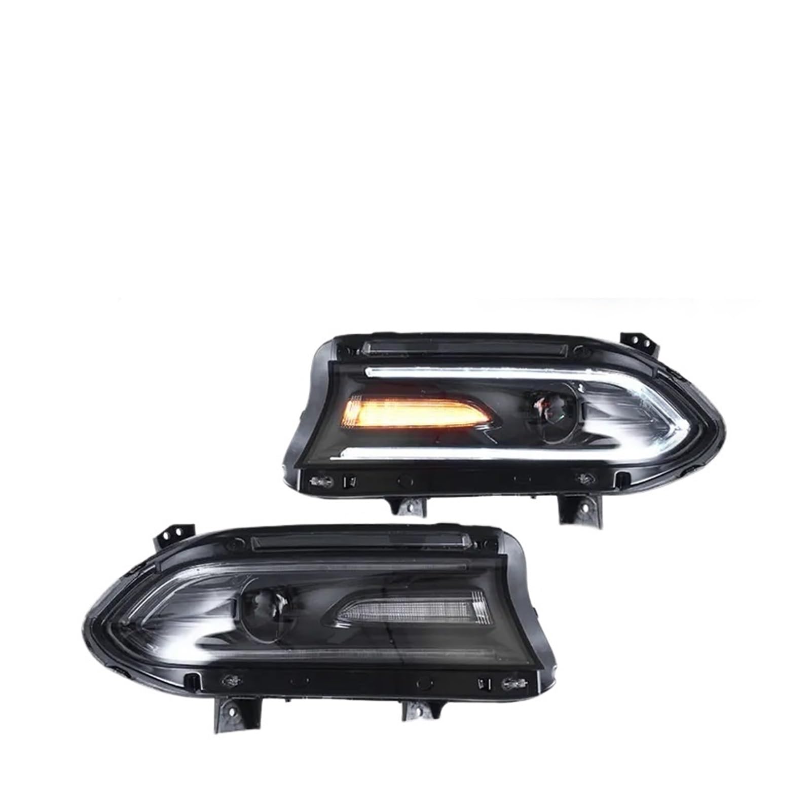 Paar Auto-Front-LED-Scheinwerfer mit DRL-Bernstein-Blinker, kompatibel for Dodge Charger 2015–2020. Spielen und Plug-Autozubehör von YaLiYa