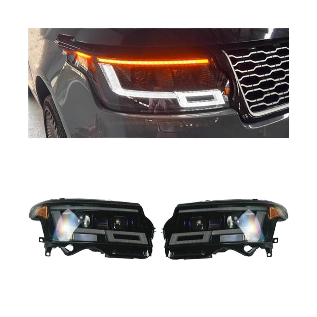 Vordere Kopflampe, kompatibel mit Land Rover Range Vogue 2013–2017, LED-Auto-Scheinwerfer-Montage, Upgrade auf 2023, neues LHD-RHD-Autozubehör(1 Pair) von YaLiYa