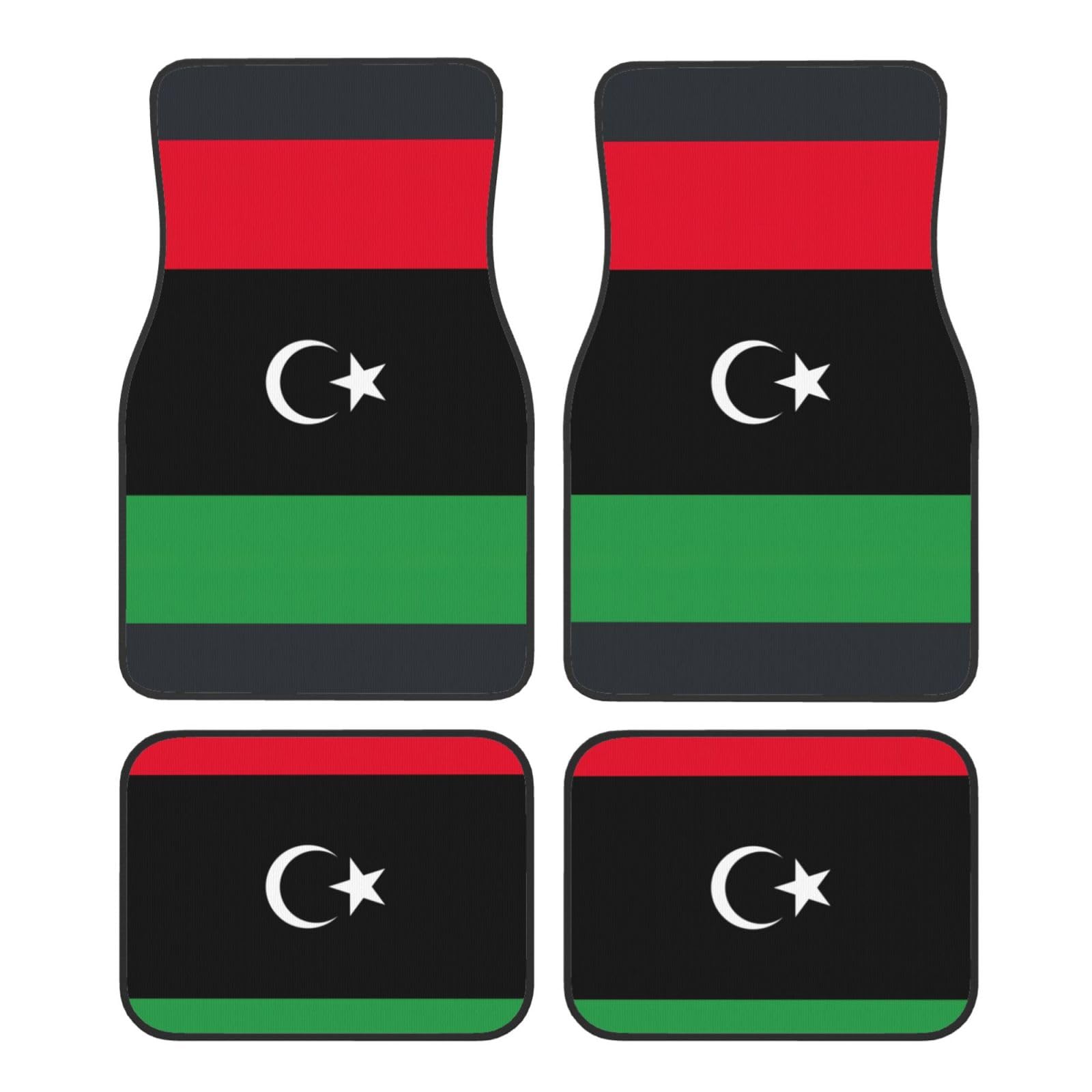 Autofußmatten mit libyscher Flagge, komplettes Set, universelle Fußmatten für Autos, SUVs, LKWs, rutschfeste Automatten von YaWea