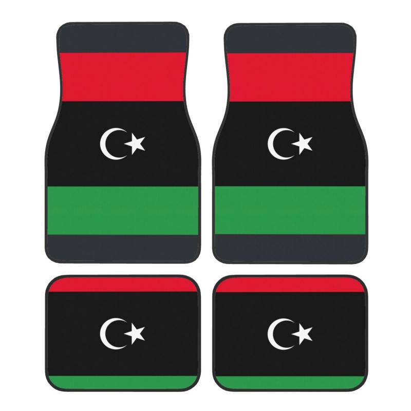 Autofußmatten mit libyscher Flagge, komplettes Set, universelle Fußmatten für Autos, SUVs, LKWs, rutschfeste Automatten von YaWea