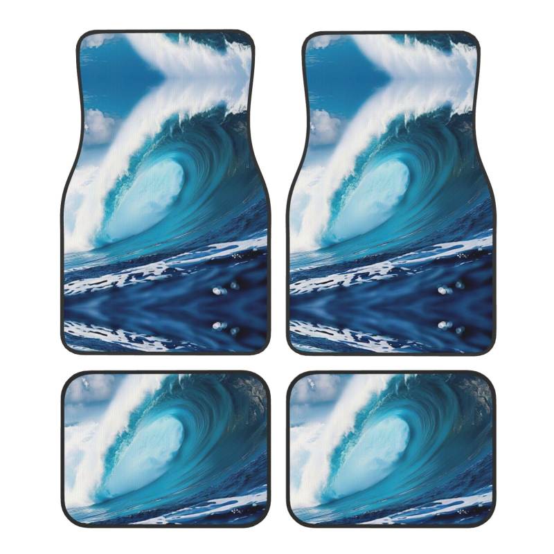 Big Ocean Wave HD Print Automatten Komplettset Universal Fußmatten für Autos SUV LKW Anti-Rutsch Automatten von YaWea