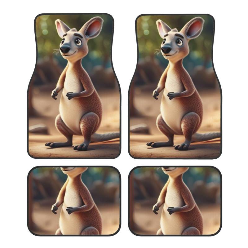 Funny Cartoon Kangaroo Zoo (2) Print Car Mats Full Set Universal Floor Mats for Cars SUV Trucks Anti Slip Automotive Mats von YaWea