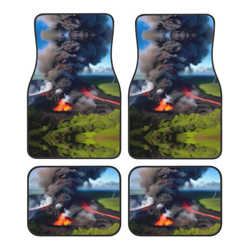 Kilauea Volcano Bloom Print Automatten Komplettes Set Universal Fußmatten für Autos SUV LKW Anti-Rutsch Automatten von YaWea