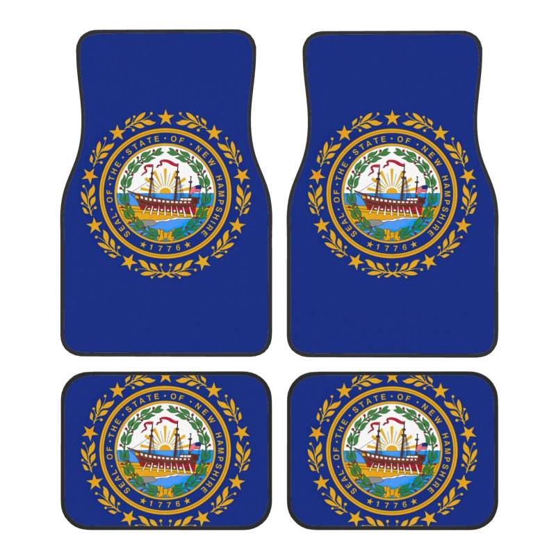 New Hampshire State Flag Print Automatten Komplettes Set Universal Fußmatten für Autos SUV LKW Anti-Rutsch Automatten von YaWea