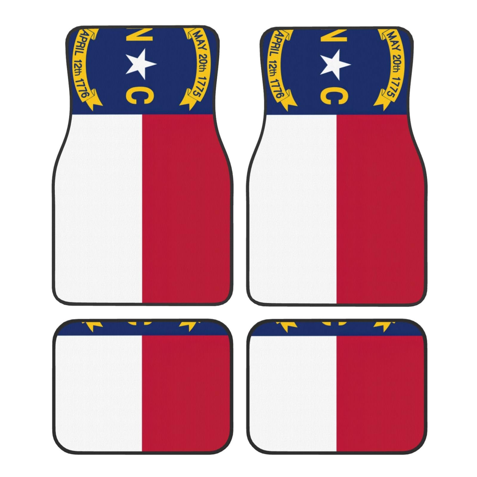 North Carolina State Flag Print Automatten Komplettes Set Universal Fußmatten für Autos SUV LKW Anti-Rutsch Automatten von YaWea