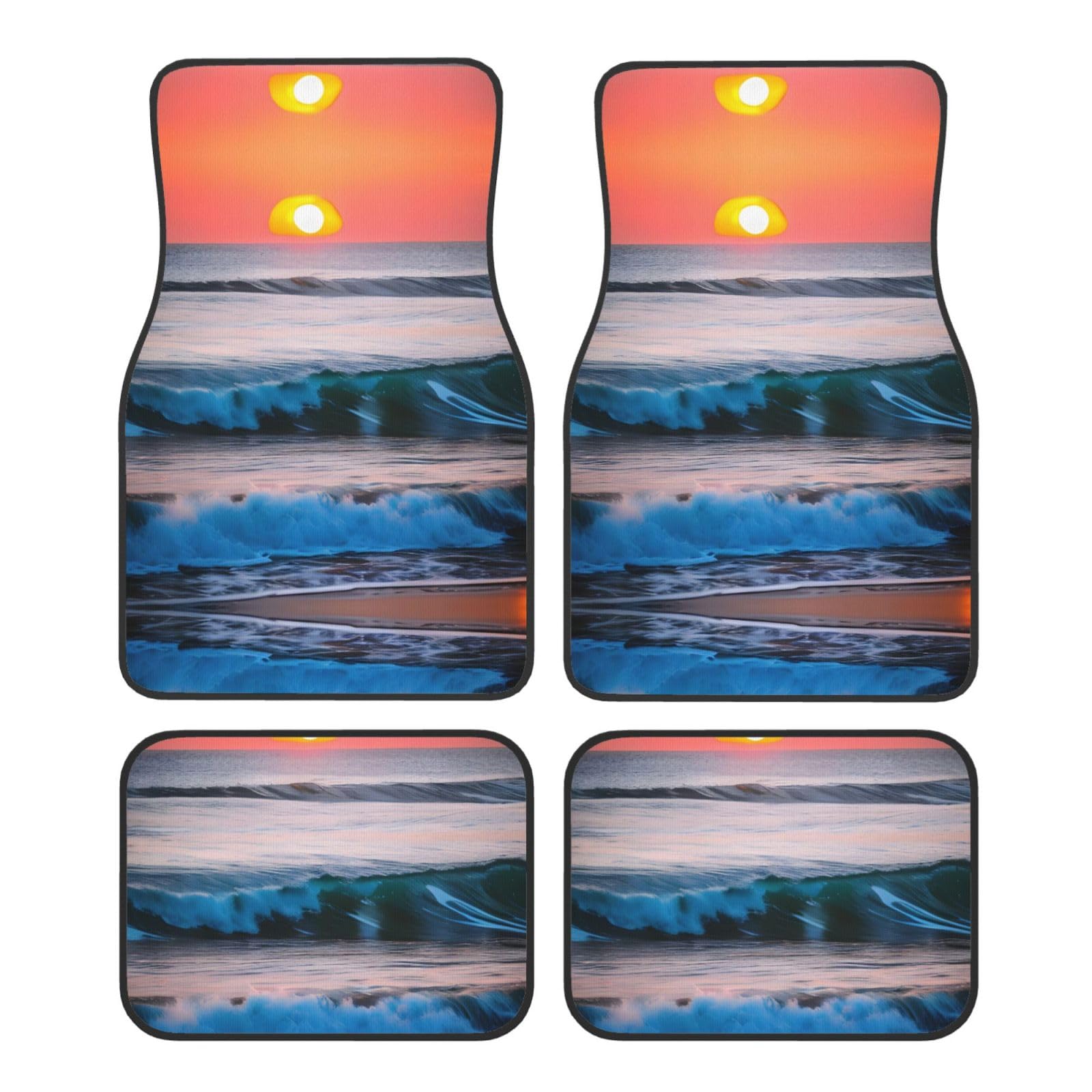 Sunset and Sunrise with Ocean Sea Waves Print Car Mats Full SetUniversal Floor Mats for Cars SUV Trucks Anti Slip Automotive Mats von YaWea