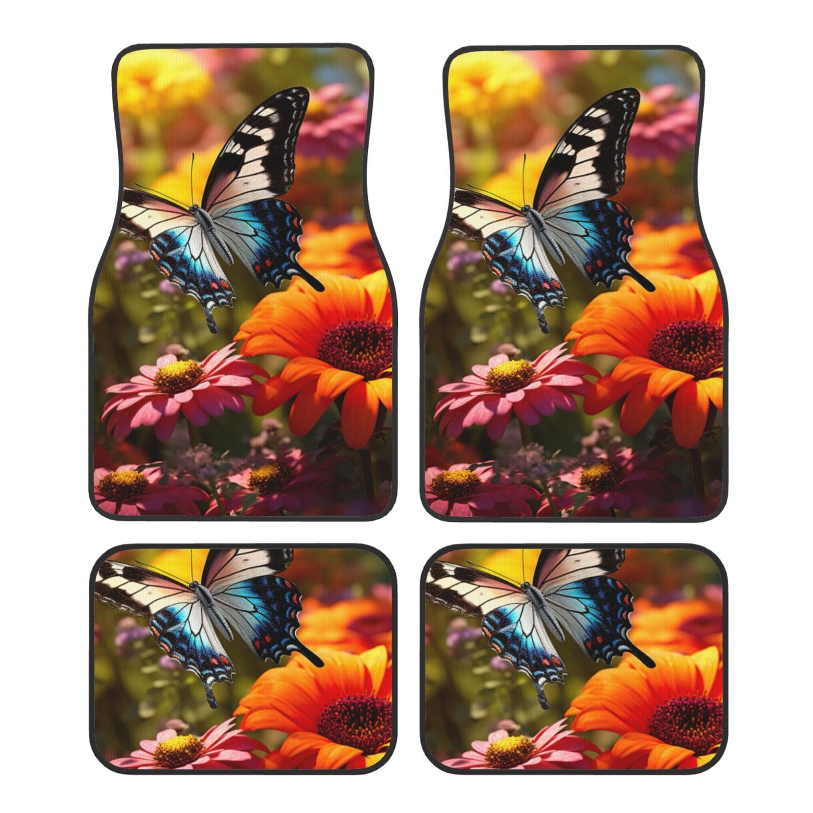 Vivid Colorful Garden3 Print Automatten Komplettes Set, Universal-Fußmatten für Autos, SUVs, LKWs, rutschfeste Automatten von YaWea