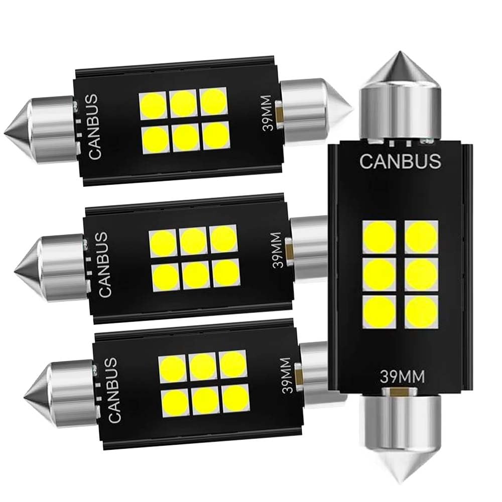 YaaGoo Auto-Innenraumleuchten 3030 6 SMD 300LM 6000K Gleichstrom 12/24V 2 Stück (4er-Pack, Weiß, 39mm) von YaaGoo