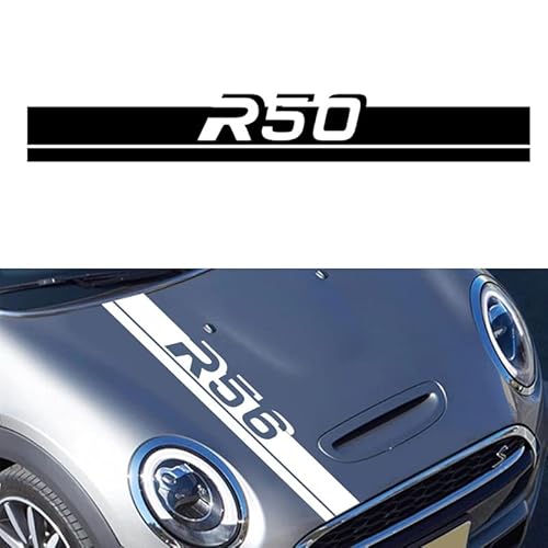 YaaGoo Für Mini 2000–2007 Vinyl-Seitenstreifen-Kit glänzend schwarz 1 für Motorhaube R50 von YaaGoo