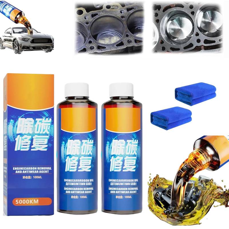 Engine Carbon Removal Repair Agent, Highly Effective Engine Anti-Wear Protectant, Carbon Removal and Repair Oil for Car, Noise Reduction, Anti-Shaking And Fuel Efficient (2pcs) von Yagerod