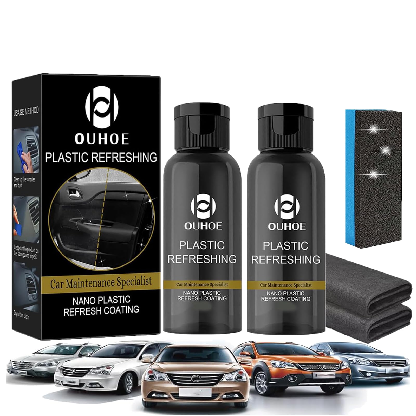 Ouhoe Plastic Refreshing,Lakiso Plastic Revitalizing Coating Agent,Car Plastic Revitalizing Coating Agent,Car Plastic Plating Refurbishing Agent,Ouhoe Refreshing, Plastic Restorer for Cars (30ml*2) von Yagerod