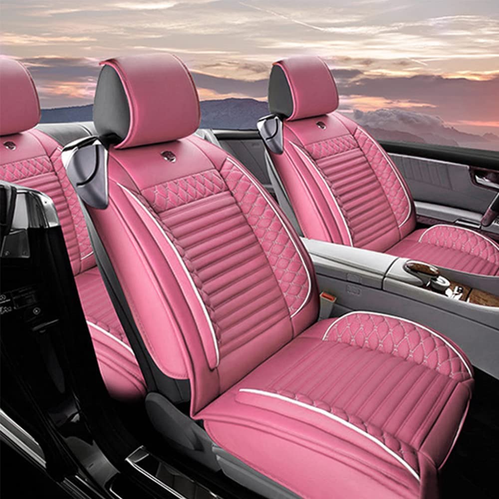 Maimeilong Komplettset Autositzbezüge Leder Wasserdicht Atmungsaktiv Airbag Kompatibel für VW Für Golf 3 5 6 7 Golf3 Golf5 Golf6 Golf7 GTI Cabrio Wagon Tour Variant 5 Sitzbezug Rosa von Yajomi