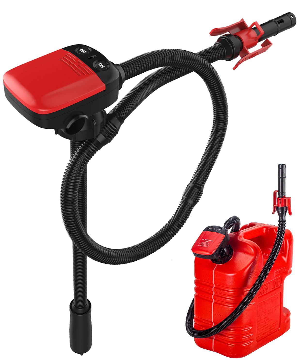 YaoFaFa Kraftstoff Umfüllpumpe mit Auto-Stopp-Sensor, Ölabsaugpumpe Elektrische Flüssigkeitstransferpumpe mit 3 Größen-Adapter,Dieselpumpe Kanisterpumpe mit Schlauch-2,4 GPM von YaoFaFa