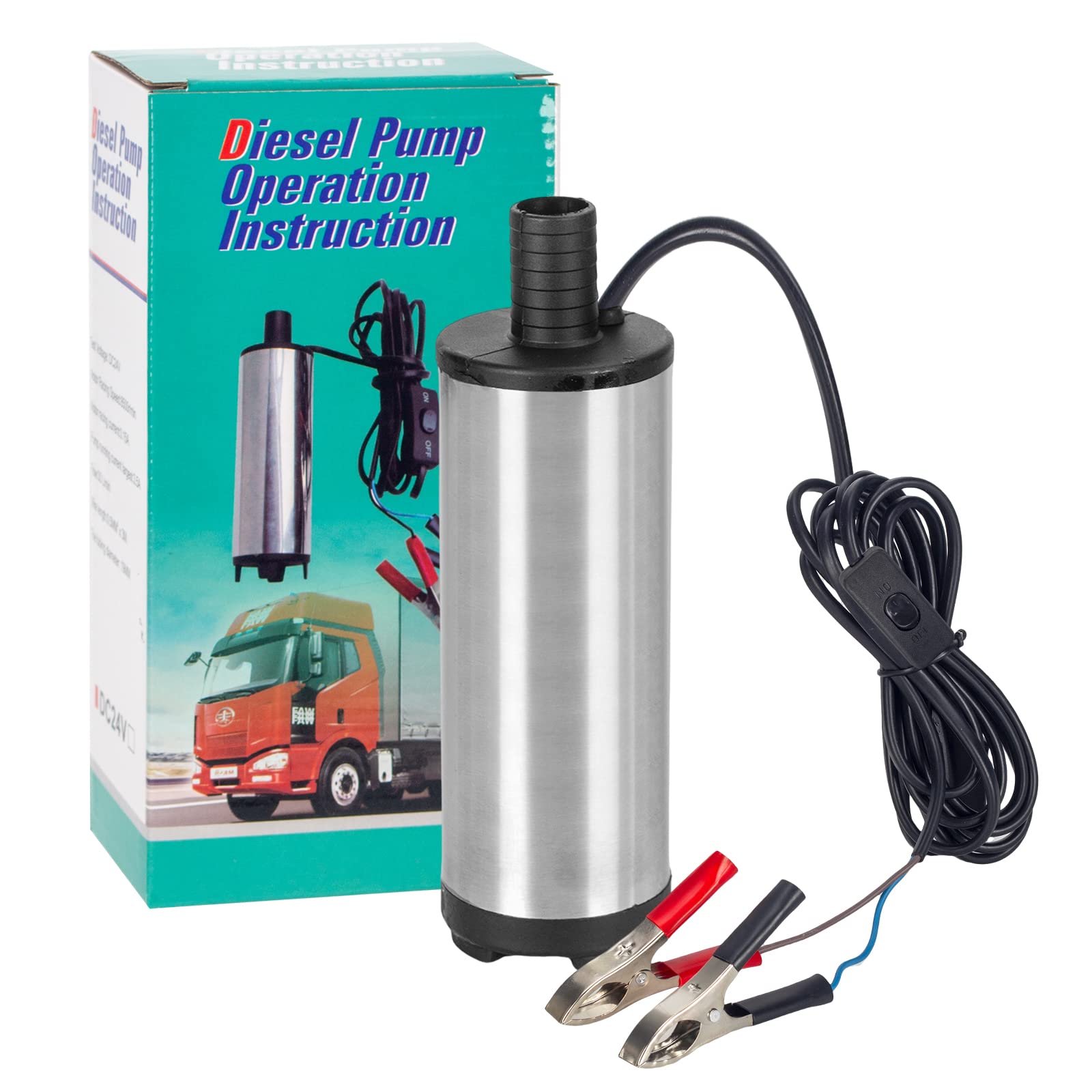 YaoFaFa DC 12V 51mm Dieselpumpe Ölpumpe Tauchpumpen mit Filter Mesh,30L/min Edelstahl Kraftstoffpumpe Elektrisch Kraftstofftransferpumpe Wasserpumpe von YaoFaFa