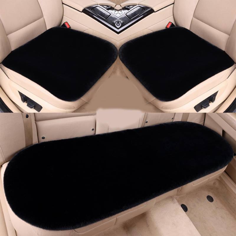 Flauschige Sitzbezüge | Autositzkissen Set 3pcs verdicken Plüsch-Autositzbedeckungen luxuriöser warmer Autositzpolster Weiches flauschiges Autositzkissen zum Fahren ohne Rutsch vorne und zurück und z von Yaoliucp