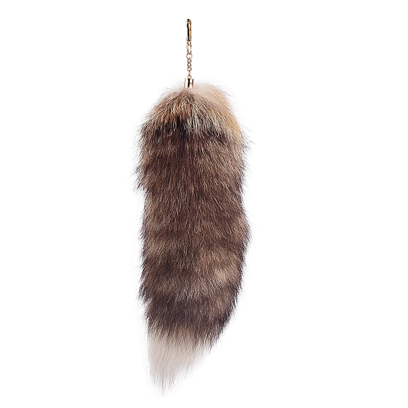 Fox Tail Fur Tail Keychain Animal Tail Shaggy Faux Fur Tail Realistic Fox Tail Keychain Decorative Tail for Handbag Backpack Silver (10) von Yavitality