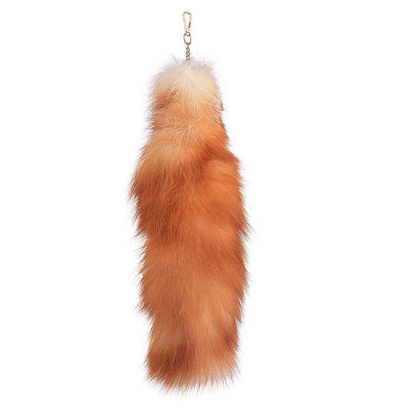 Fox Tail Fur Tail Keychain Animal Tail Shaggy Faux Fur Tail Realistic Fox Tail Keychain Decorative Tail for Handbag Backpack Silver (4) von Yavitality