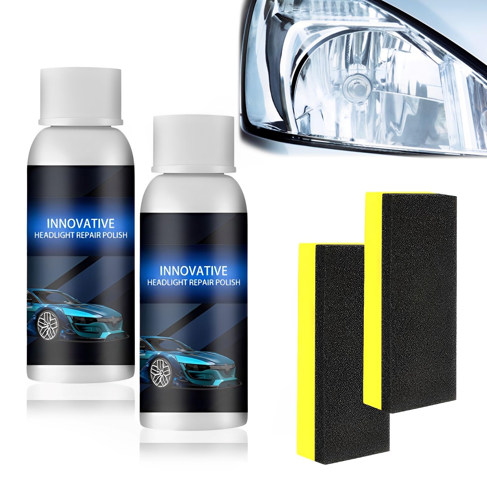 Ycaaeo 2PCS × 50ml Reparatur-Flüssigkeit für Autoscheinwerfer, Auto Polieren Flüssigkeit, 2024 New Scheinwerfer Reiniger, Car Headlight Repair Fluid, Beschichtungslösung zur Reparatur von Kratzern von Ycaaeo