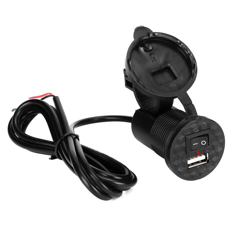 DC12V 24V Motorrad USB-Anschluss Ladegerät Steckdose mit LED-Schalter Zum Aufladen Im Auto, Schwarz (DC12~24V) von Yctze