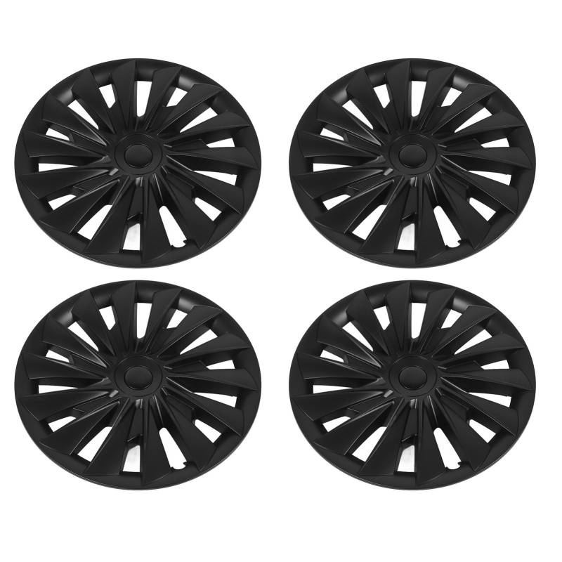 Rad Hub Cap Set von 4 für Modell 3 18in Randschutz 2023+ (Matt-schwarz) von Yctze