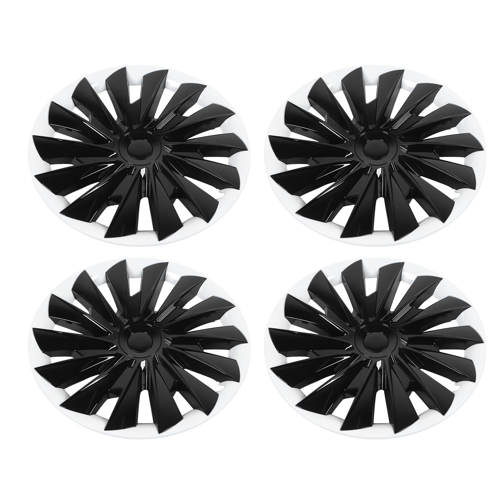 Rad Hub Cap Set von 4 für Modell 3 18in Randschutz 2023+ (Schwarz-Weiss) von Yctze