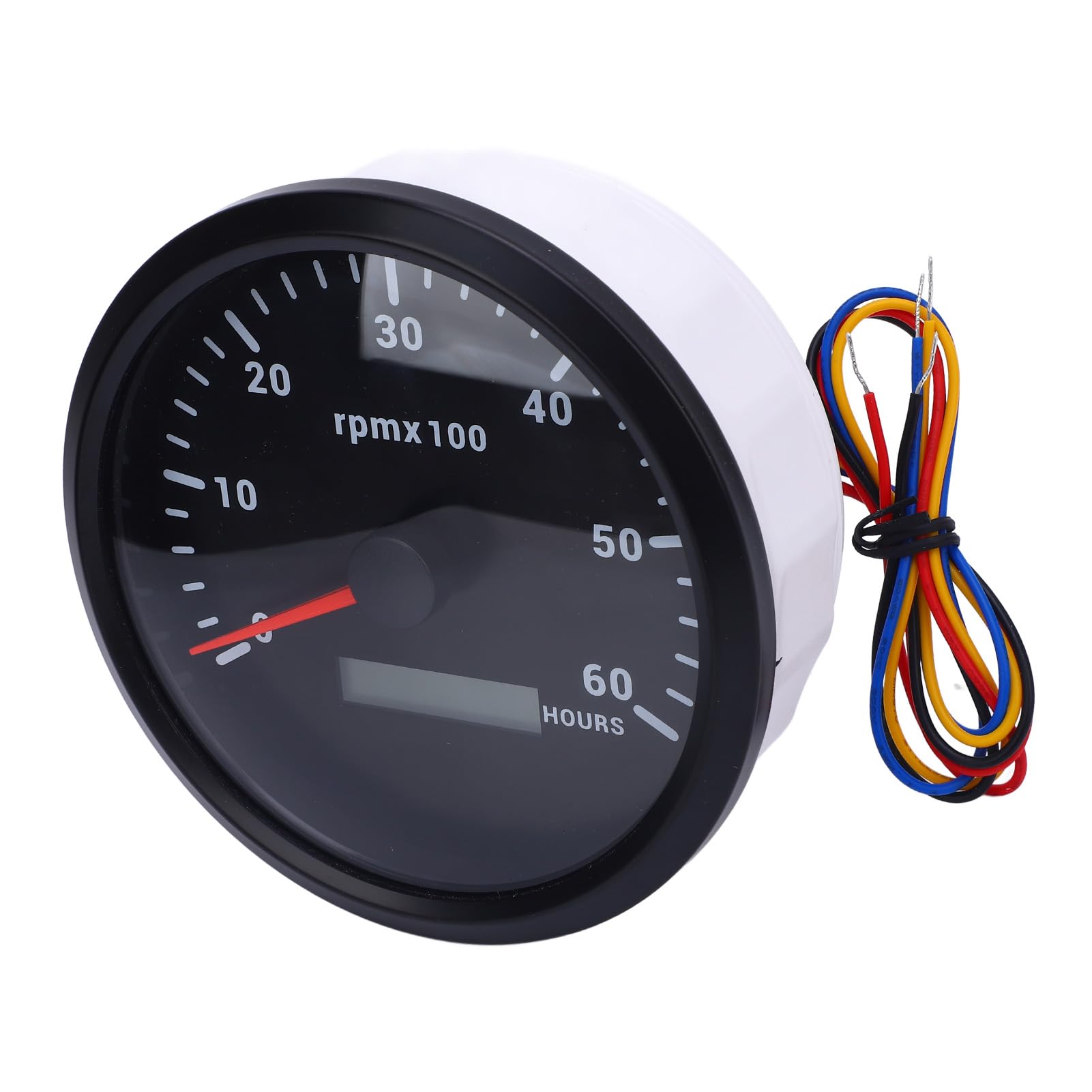 Yctze 110-mm-Drehzahlmesser mit 7 Farb Hintergrundbeleuchtung, DC 9-32V 6000 U/Min Boot Tachometer Stunde Meter für LKW-Traktor-Anhängerauto RV (Schwarzes Zifferblatt schwarzer von Yctze