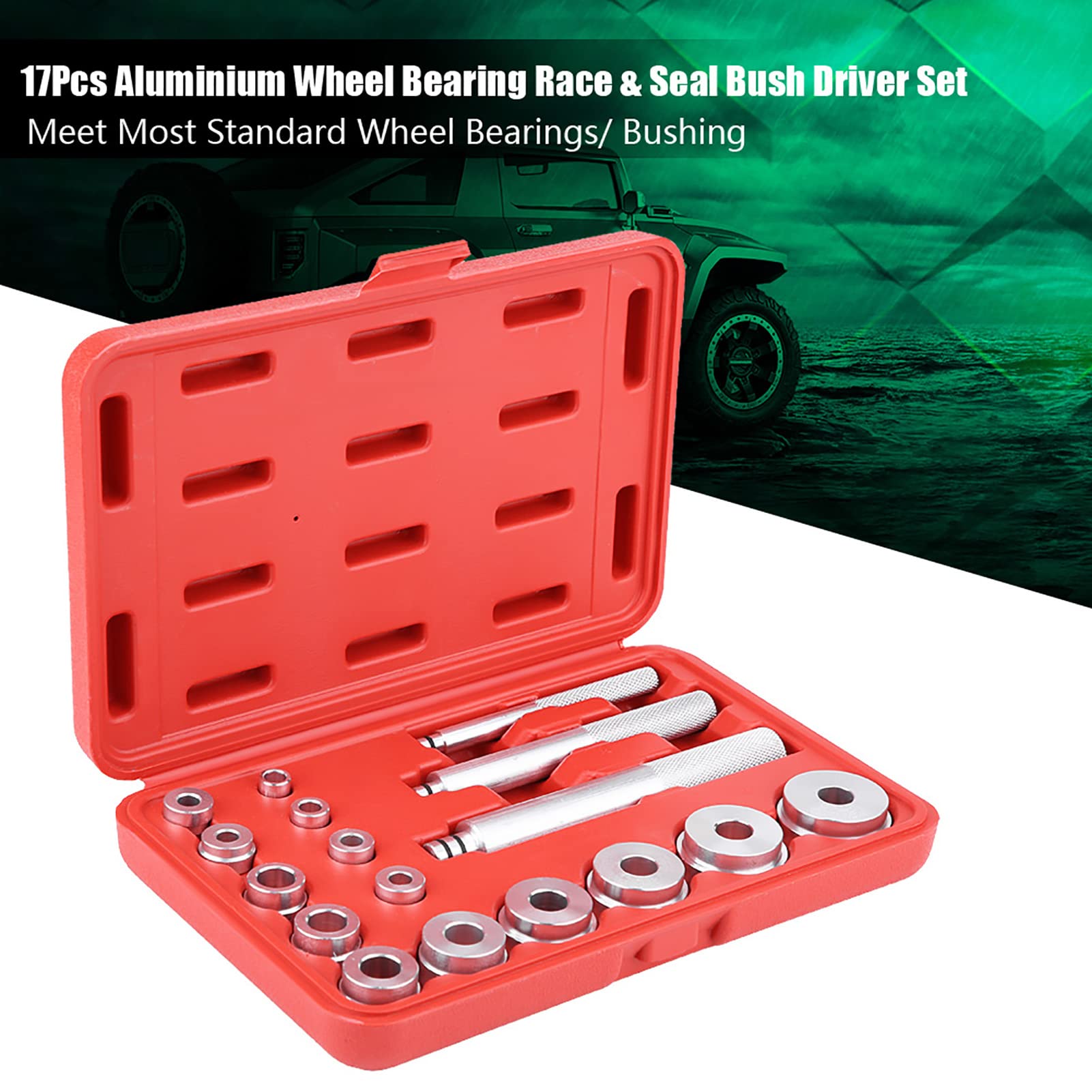 Yctze 17pcs Aluminium -Radlager Race & Seal -Fahrer -Fahrer -Set, HeavyDuty Garage Tool Kit, Macht das Einfügen von Rennen und Dichtungen Einfach, mit Sicherheit Installiert, für die von Yctze