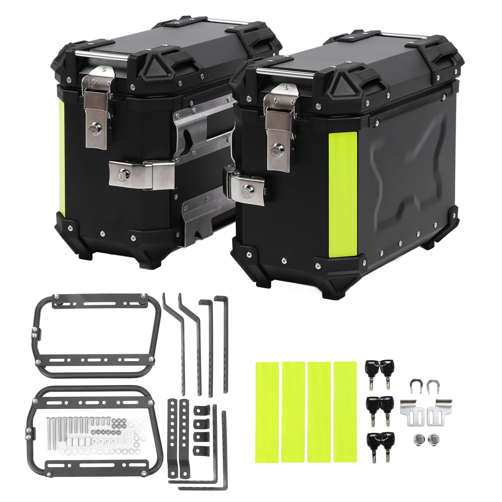 Yctze 28L Motorrad-Seiten-Satteltaschenbox aus Aluminiumlegierung mit Sicherheitsschloss und Griff, Wasserabweisende Seitenbox-Aufbewahrung für Helmgepäck von Yctze