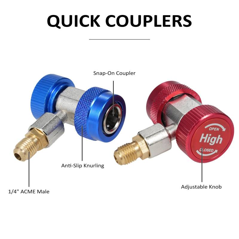 Yctze A/C R134A A-Set mit Pannenkanülenhahn und Schnellkupplungs-Schlauchanschlüssen, R134A A-Werkzeugsatz mit A und Ventil Zum Einfachen Befüllen des Kühlschranks von Yctze