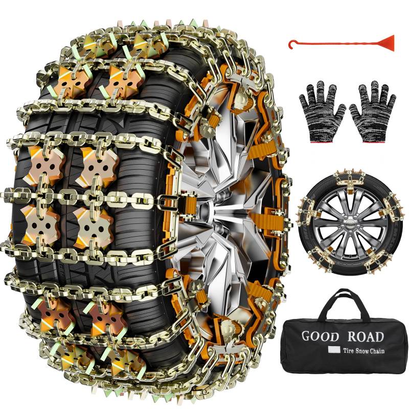 8 Stück Schneeketten Universal für Auto, YeXhot Snow Chains （Reifenbreite 165-265 mm）Passend Für PKW SUV Kombi LKW MPV Van, 2 Minuten Schneeketten Schnellmontage, Mit Zertifikat von YeXhot