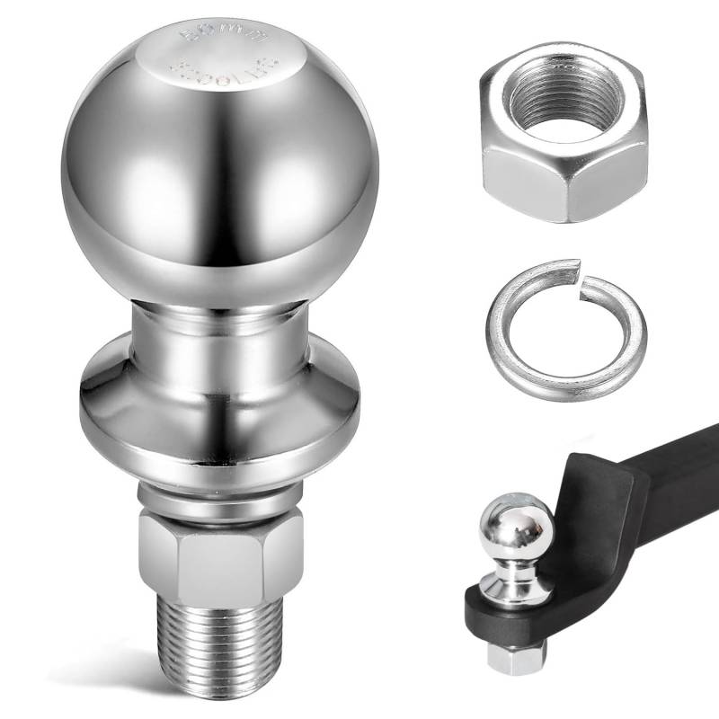 Anhängerkupplungskugel,50mm 6000LBS Ø25mm Schraube mit Anhängerkupplung Abdeckung,Kugelkopfbolzen Gerade,Kugelkopf Traktor Ackerschiene,Kugelkopf Ackerschiene,Kugelkopf Anhängerkupplung von YeahBoom