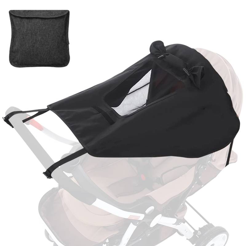 Sonnensegel für Kinderwagen mit UV Schutz 50+,Kinderwagen Verstellbar Sonnensegel Universal mit Sichtfenster & Extra Breite Schattenflügel,Double Layer Fabric,Wasserdicht Staubdicht Winddicht von YeahBoom