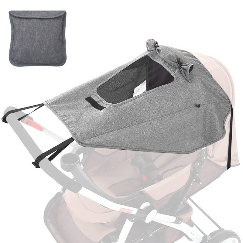 Sonnensegel für Kinderwagen mit UV Schutz 50+,Kinderwagen Verstellbar Sonnensegel Universal mit Sichtfenster & Extra Breite Schattenflügel,Double Layer Fabric,Wasserdicht Staubdicht Winddicht von YeahBoom