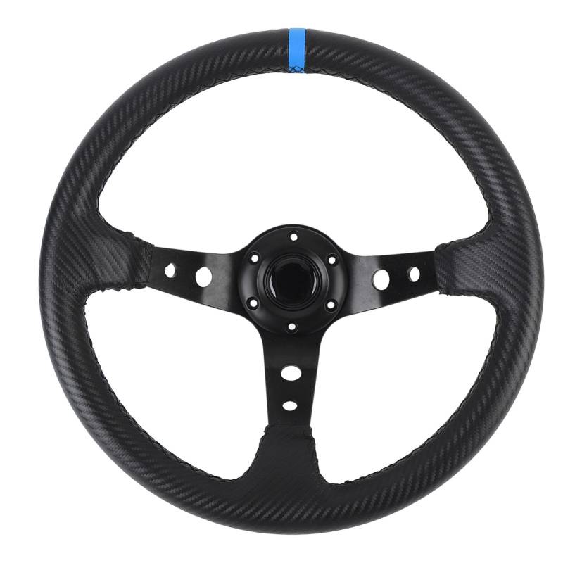 Aluminium -Speichen Deep Dish Carbon Faser Look Sport Drift Racing Game Lenkrad mit Hornknopf für 6 -Loch -Hub -Adapter, 14 Zoll 350 Mm Autolenkrad, (BLUE) von Yechiry