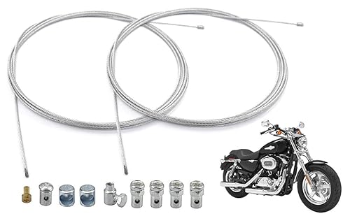 Yeeliv 2 Stück 2 m Universal-Brems- und Kupplungsbeschleunigungskabel, Reparatur-Set, Gaszug, Motorrad, Universal, mit Befestigungsschraube für Motorrad von Yeeliv